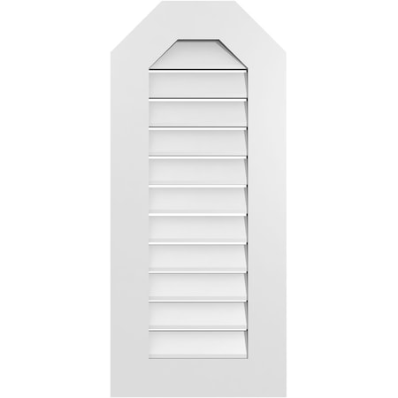 Ekena Millwork Octagonal Top Surface Mount PVC Gable Vent: Functional, w/ 3-1/2"W x 1"P Standard Frame, 16"W x 36"H GVPOT16X3601SF